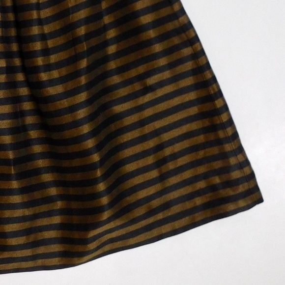 MADEWELL Linen & Silk Blend Striped Pleated Skirt Brown & Black Stripe Size 0 - Picture 5 of 13